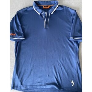 Vintage Boris Becker Polo Shirt Mens Large Blue White Performance Tennis Outdoor